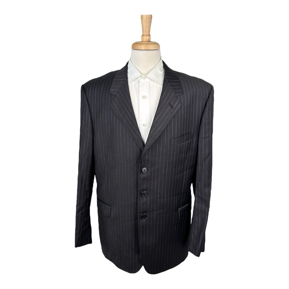 Paul Smith London Mens Gray Blue Purple Striped Pure Wool Suit 46R 32x32 Italy